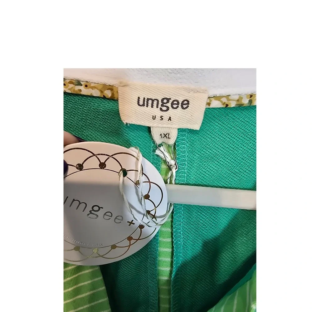 Umgee‎ USA Green Striped Collar Polo Shirt Top Womens size 1XL New - Picture 3 of 12